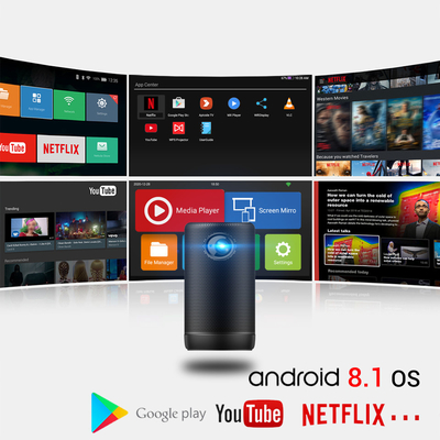 4K Android 9 Projektor LED Bezprzewodowe projektory Mini DLP z trybem głośnika HIFI