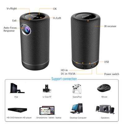 4K Android 9 Projektor LED Bezprzewodowe projektory Mini DLP z trybem głośnika HIFI